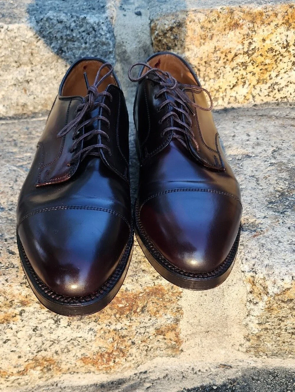 Alden 2160 Straight Tip Blucher Shoes In Color # 8, Shell Cordovan Size 7.5 C/E